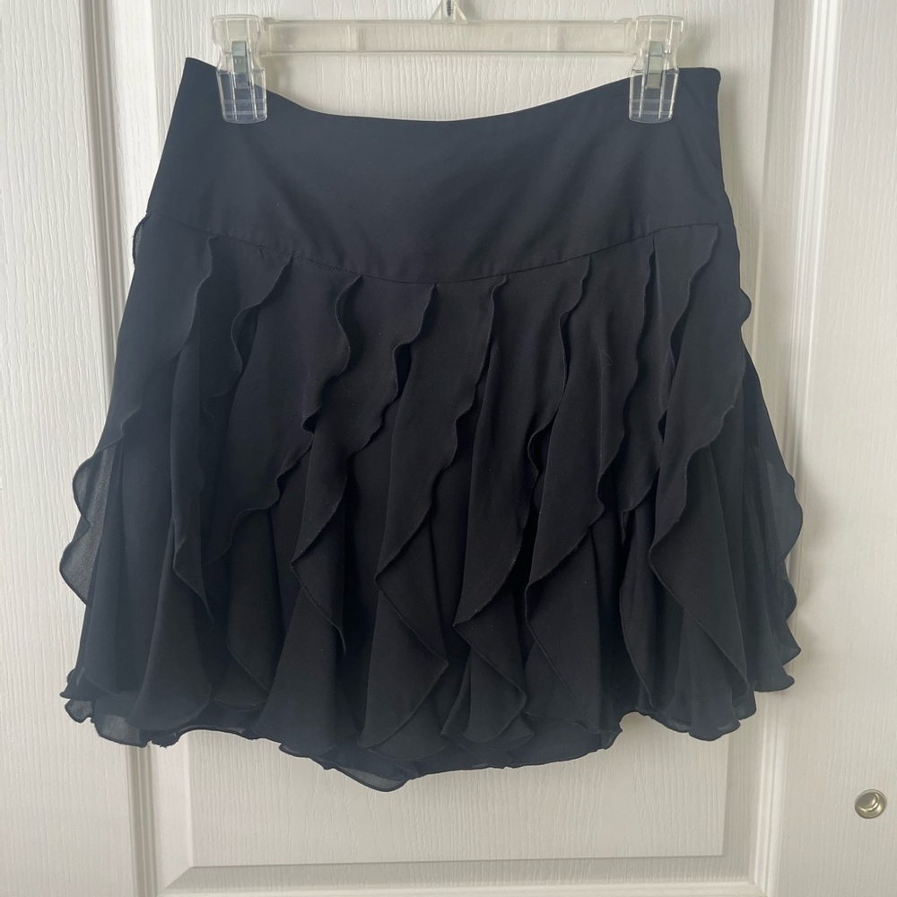 INC International Concepts Black Ruffled Skater Skirt